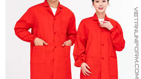 Áo Choàng Thực Phẩm Màu Đỏ Dài Tay ACTPVA07