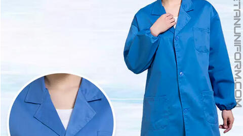 Áo Choàng Thực Phẩm Màu Xanh Bích Dài Tay ACTPVA08