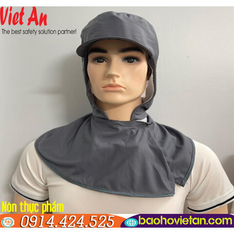 Nón Trùm Tóc Công Nhân Thủy Sản - Thực Phẩm Có Lưỡi Trai Cứng Màu Xám