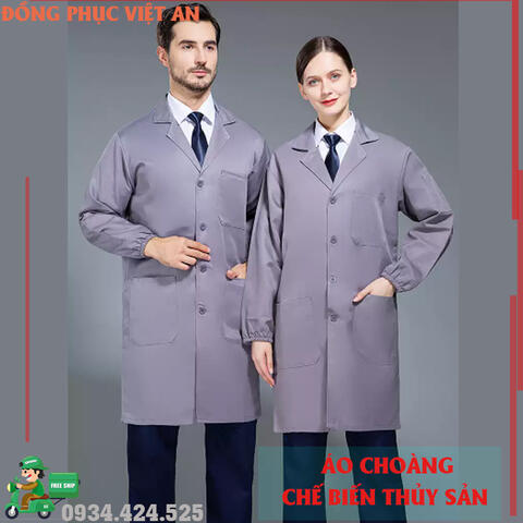 Áo Choàng Thực Phẩm Màu Xám Dài Tay ACTPVA05
