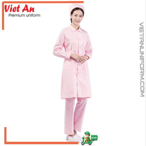 Áo Blouse Dài Tay Phòng Lab Màu Hồng ACTPVA26