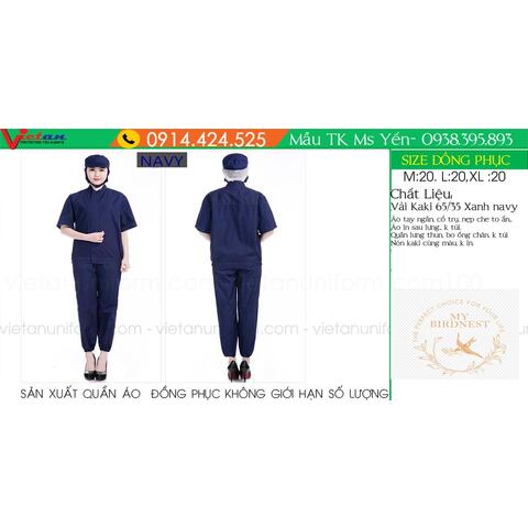 Quần Áo Thực Phẩm Màu Xanh Navy Ngắn Tay